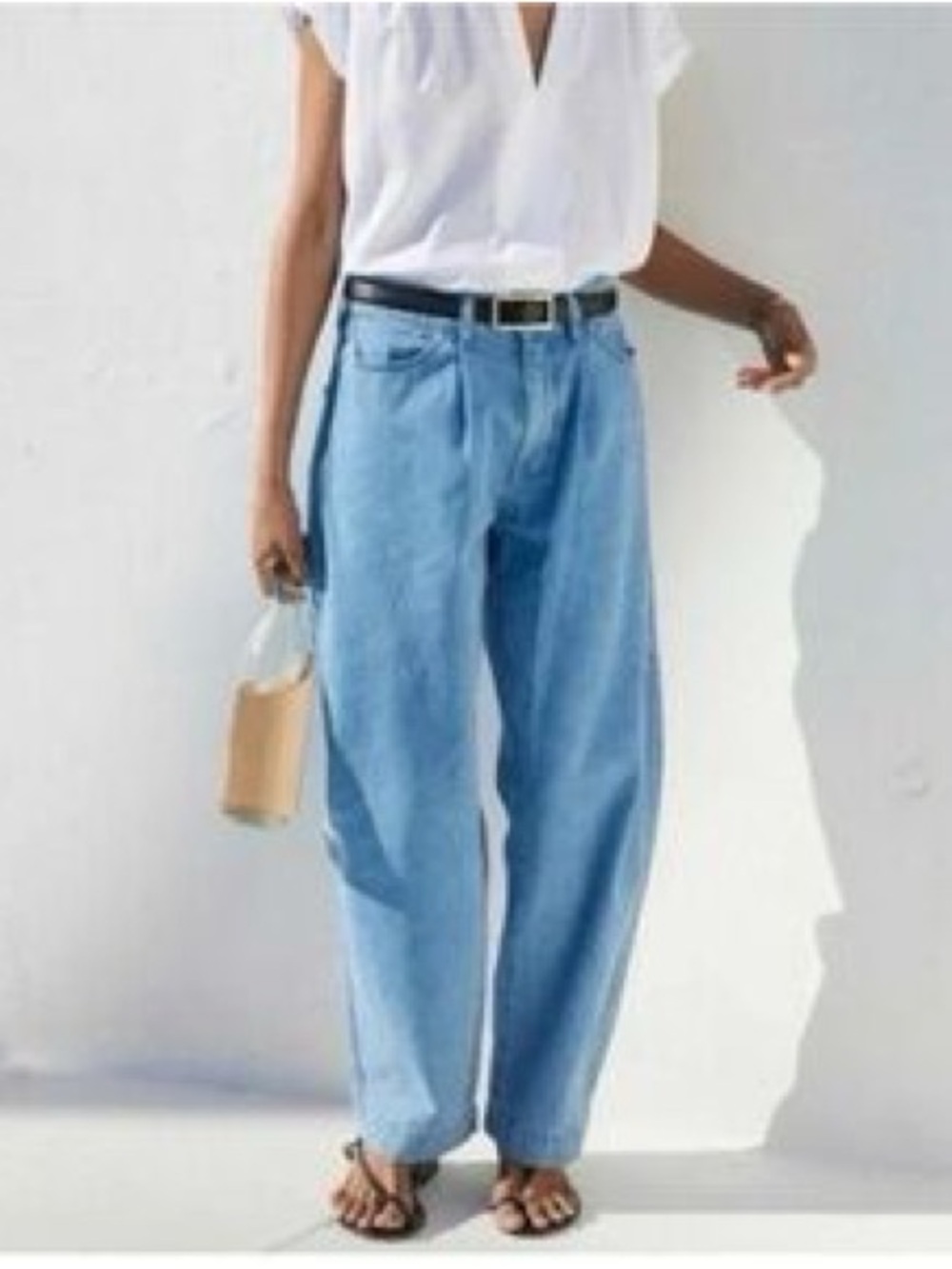 AYR The Hooky Jeans Wide Leg Baggy High Rise Pleated Cotton Hemp Blue - Picture 1 of 8